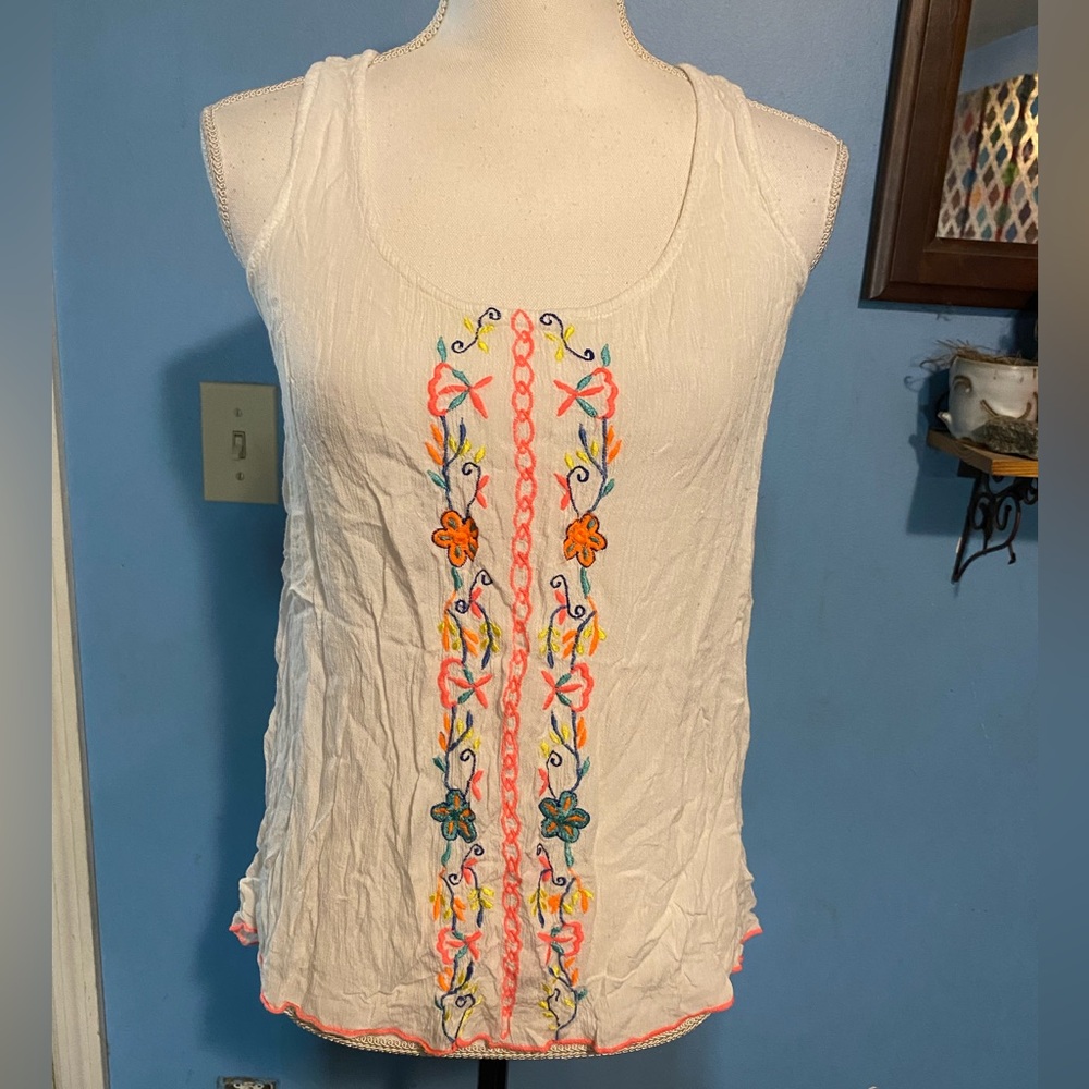 Shrinking Violet, Embroidered, BoHo, Tank Top